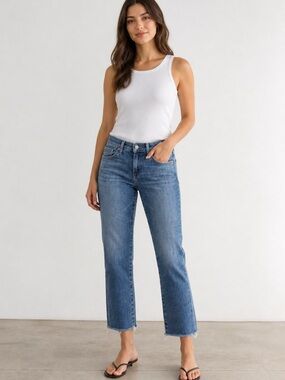 Adriano Goldschmied AG Stevie Ankle Petite Jeans Women's 24R Raw Hem Light Wash